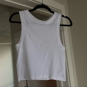 High neck active lounge wear tank white